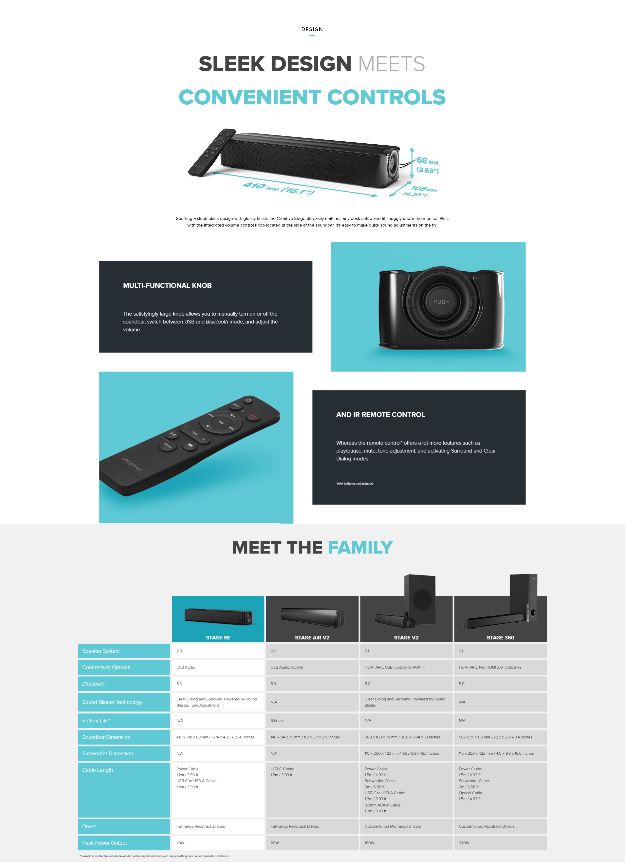 A large marketing image providing additional information about the product Creative Stage SE Bluetooth Soundbar - Additional alt info not provided